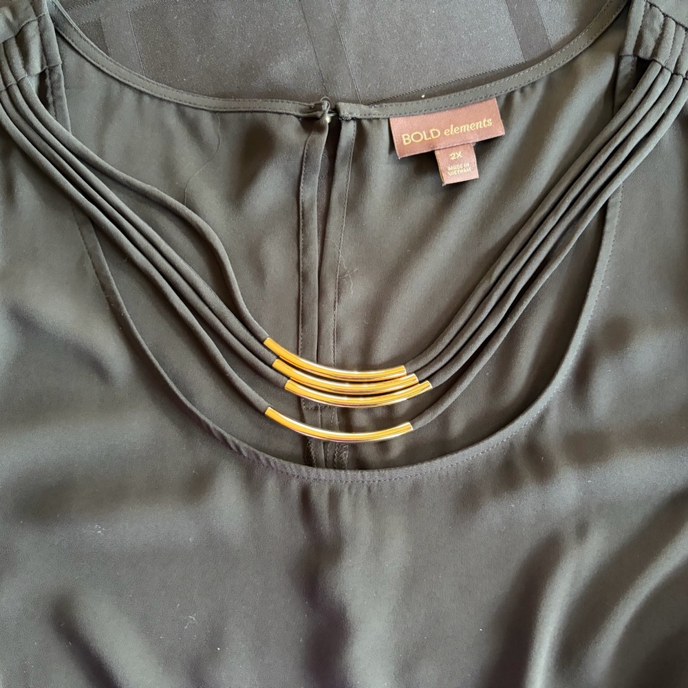 BOLD elements Black Blouse with Gold Accents NWT - image 9